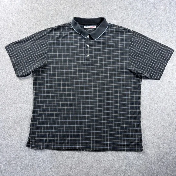 Grand Slam Polo Shirt Men XXL Performance Black Windowpane Check Golf Preppy VTG
