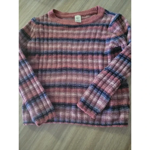 OshKosh B'gosh Girls Pink Purple Striped Ribbed Knit Sweater Size 8