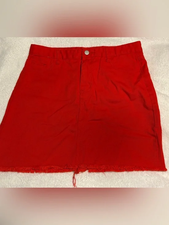 Red Jean Skirt