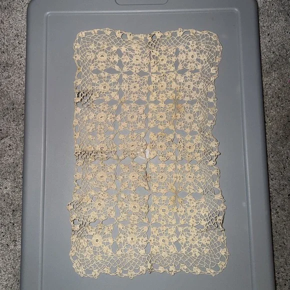 Handmade Crochet Ecru Doily Rectangle 10
