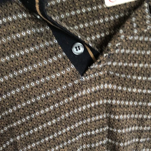 Men's Brown Patterned Polo Shirt with Button Placket