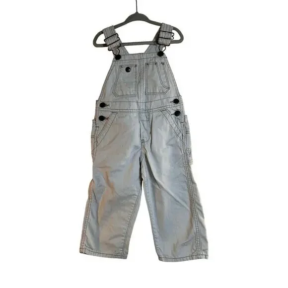 OSHKOSH B’GOSH Boy’s Vestbak Light Gray Bib Overalls / Size: 2T