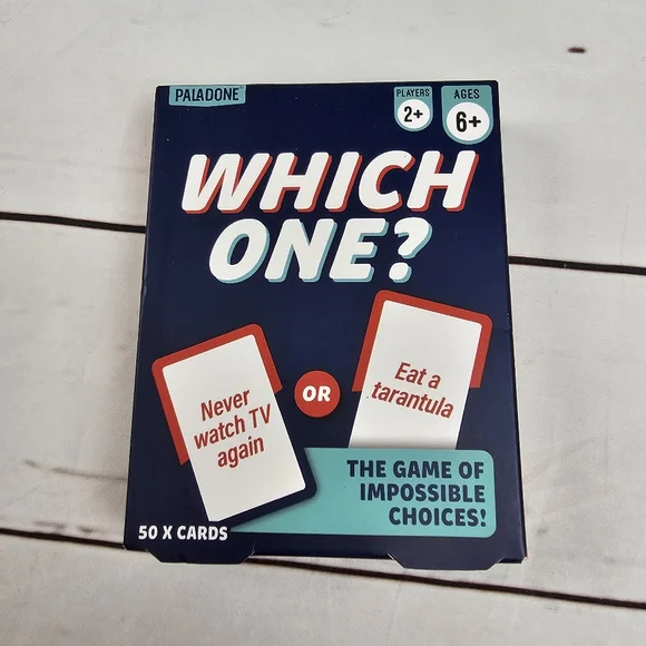 WHICH ONE? The Game of Impossible Choices! CARD GAME 50 Cards PLAYERS 2+ Ages 6+