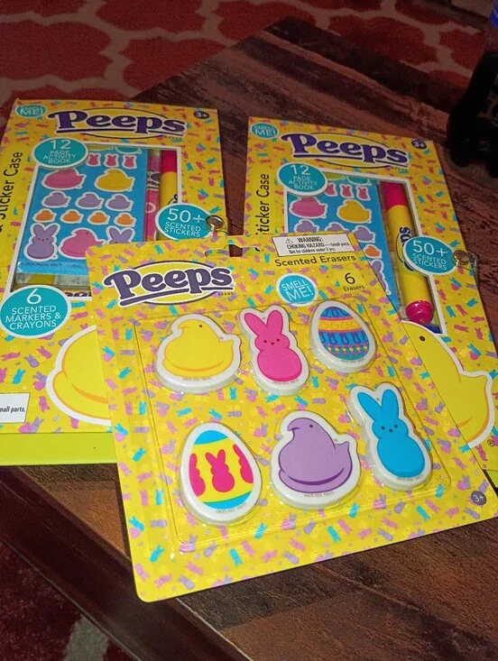 Peeps Scented Erasers & Sticker/Marker Sets - Bright Yellow Packaging
