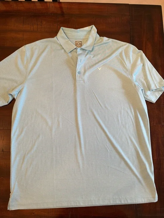 Callaway Light Blue Thin-Stripe Men’s Polo