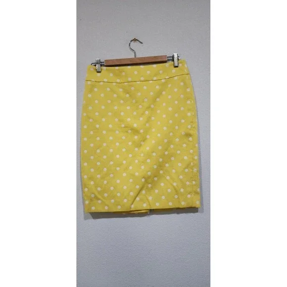 ANN TAYLOR polka dot yellow cotton blend skirt Sz 6