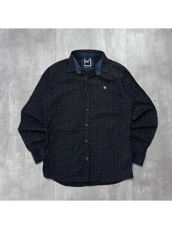 Y2K Montblanc 80’s Two-Ply Cotton Monogram Print Long Sleeve Button Up Shirt