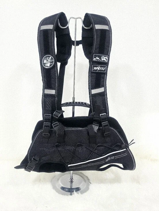 WAKYTU Dog Hiking Backpack Harness Reflective Padded Black Size Medium