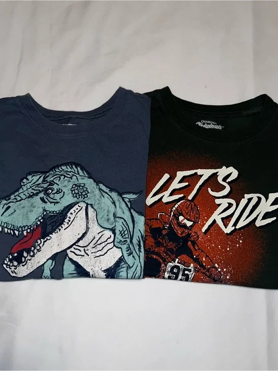 OshKosh B'gosh Dino & 'Let's Ride' Graphic Tee Two-Pack - Blue & Black