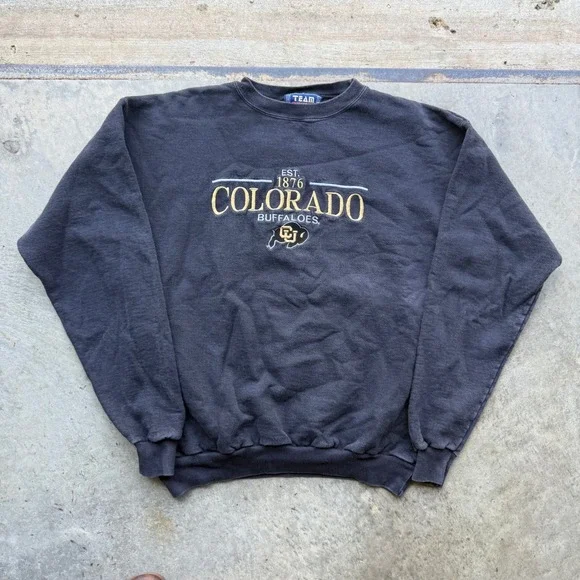 Team Edition Colorado Buffaloes Sweatshirt Vintage Crewneck Black Embroidered L