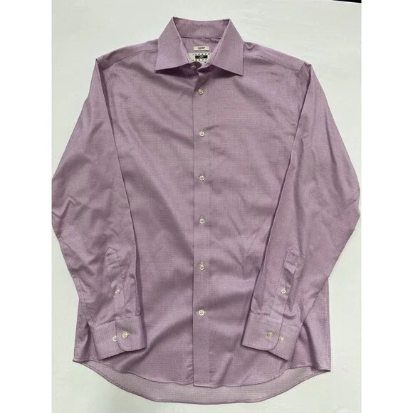 Joseph Abboud Dress Shirt Men’s 15.5 32/33 Slim Fit Non-Iron Purple Check Cotton