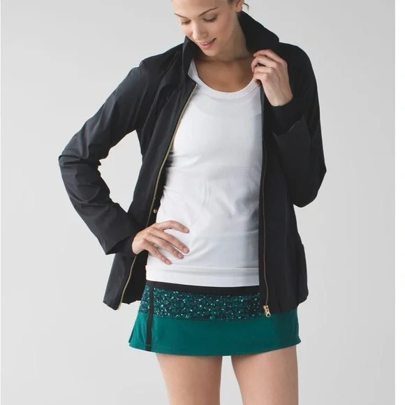 Lululemon Pace Rival Skirt II 4-way Mountain Peaks Black Forage Teal Skort 8 Reg