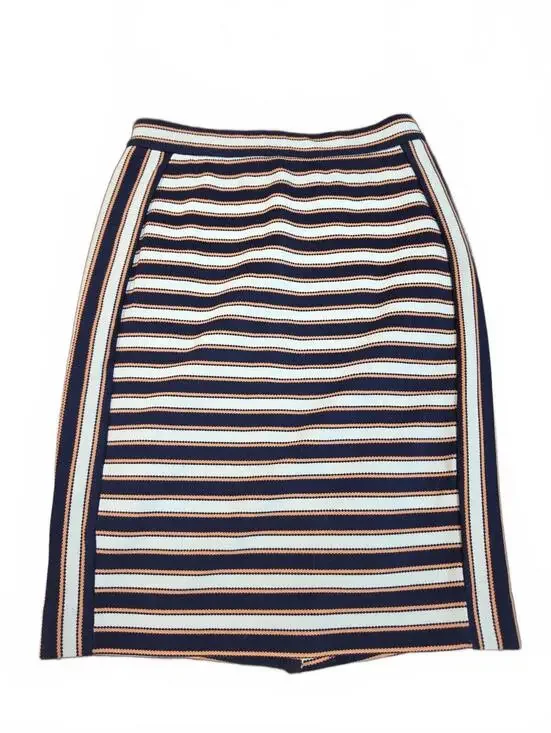 Banana Republic Navy And Light Orange Striped Stretchy Lined Skirt 0P