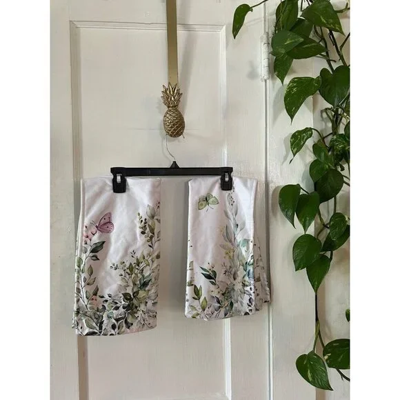 Butterfly white floral kitchen towels