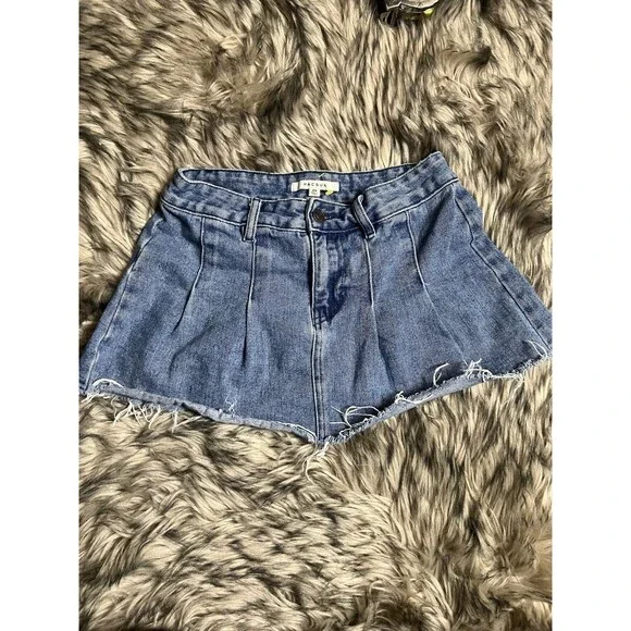 Pacsun Womens Blue Pleated Denim Skirt Sz 25