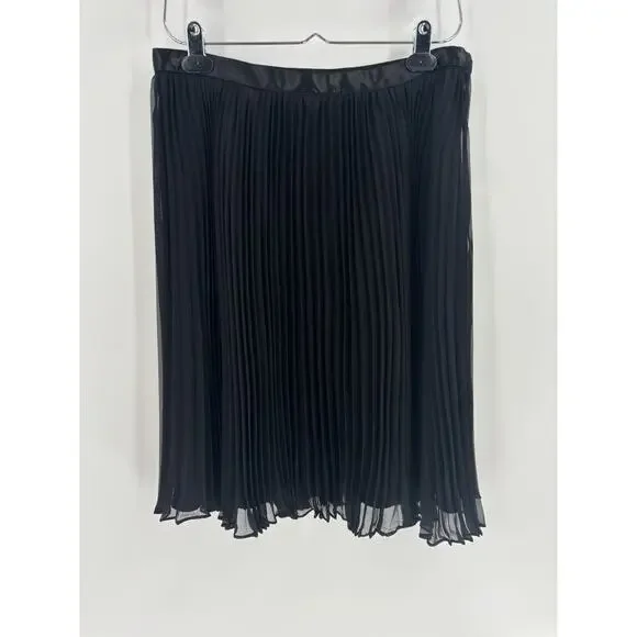 Victor Costa Vintage Skirt Womens 8 Black Pleated Lined Knee Length Chiffon