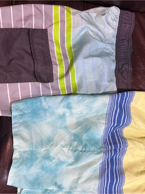 Kids Multi-Color Striped Swim Shorts