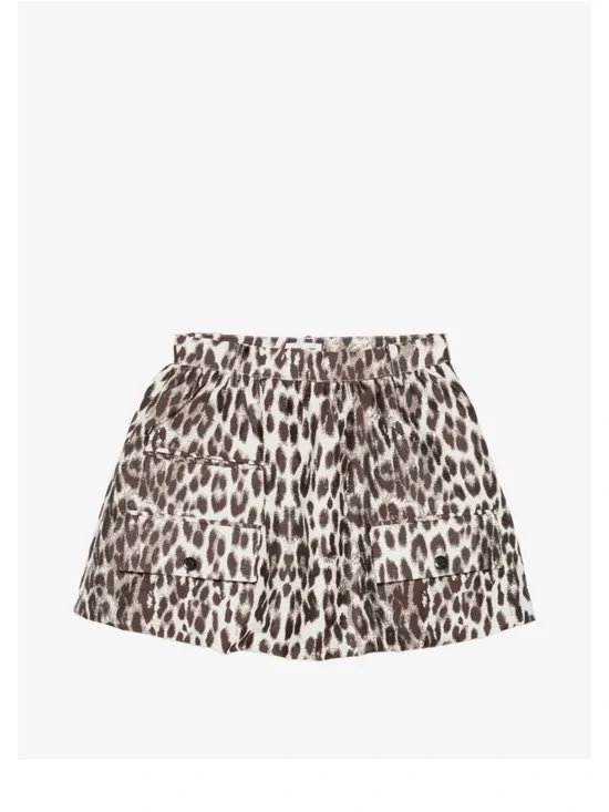 Baum und pferdgarten Leopard Print A-Line Mini bubble Skirt Brown & cream
