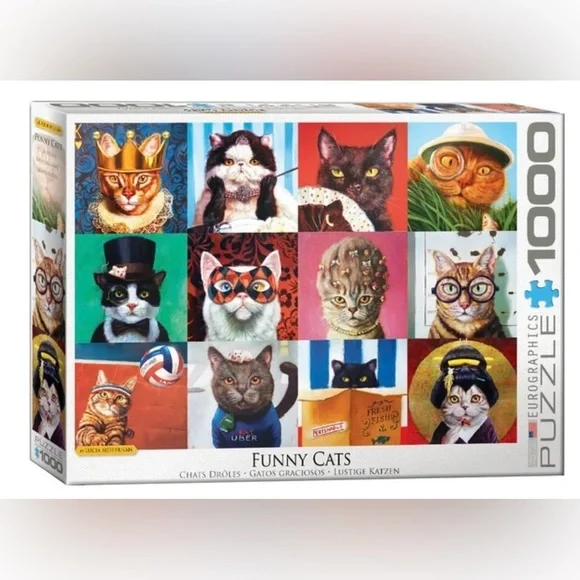 New in Sealed Box Lucia Heffernan Funny Cats 1000 Piece Puzzle by Eurographics