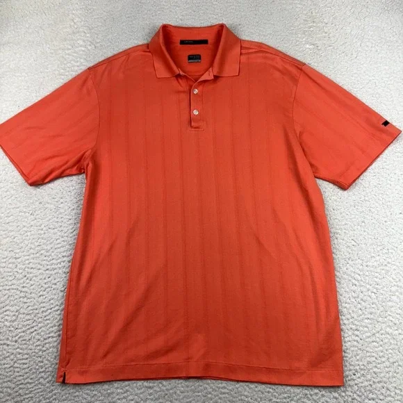 Nike Tiger Woods Collection Polo Men's Large Orange Performance Golf‎ Shirt