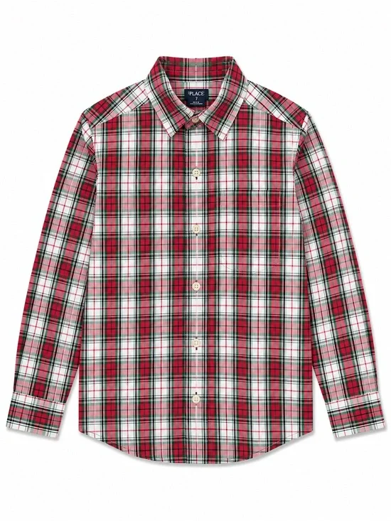 OshKosh B'gosh Plaid Button-Down Shirt, red green