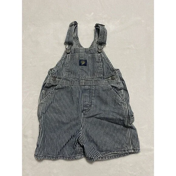 Oshkosh B'Gosh Shorts Overalls Size 18 months Vestbak Railroad Striped Shortalls
