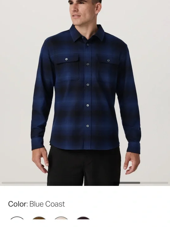 Vuori Blue Coast Long-Sleeve Flannel button down Shirt Size XXL