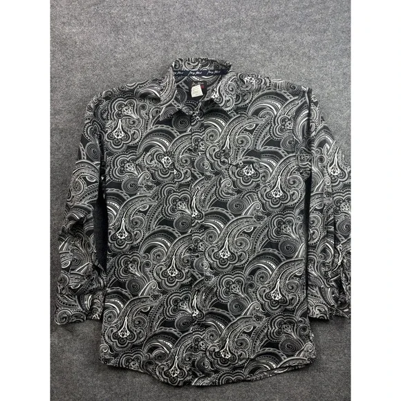 Wrangler George Strait Shirt Mens 2XLT Black White Paisley Snap Western MGS358M