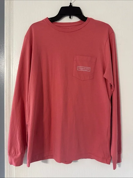 Vineyard Vines Men’s Long-Sleeve Pocket Tee - Coral Pink