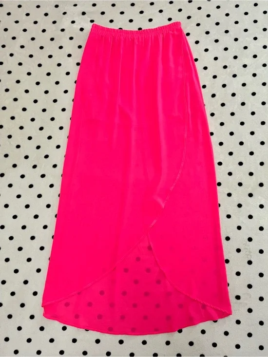 Lush Neon Pink Tulip Maxi Skirt Size M