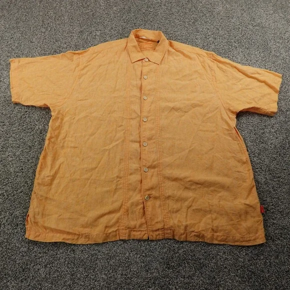 Tommy Bahama Shirt Mens 2XL Orange Relax Button Up‎ Short Sleeve Summer Beach