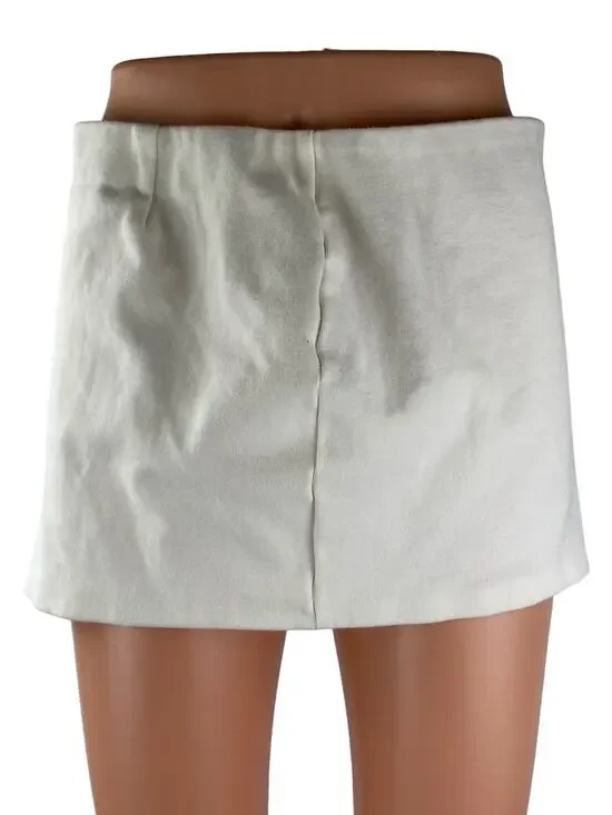 Oak+ Fort Women's White High Waisted Back Zip Casual Straight Mini Skirt Size 6