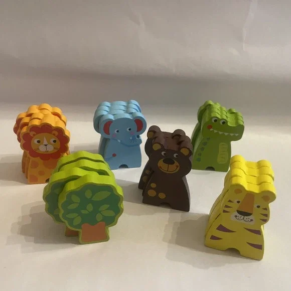 Wooden Painted Animals And Trees For Imaginative‎ Play Dominos