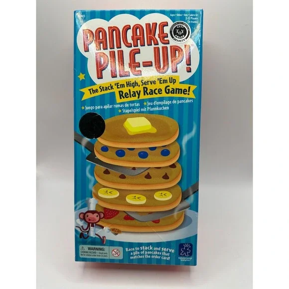 Educational Insights Pancake Pile-Up Relay Race Game COMPLETE Ages 4+ 2-12 Plyrs