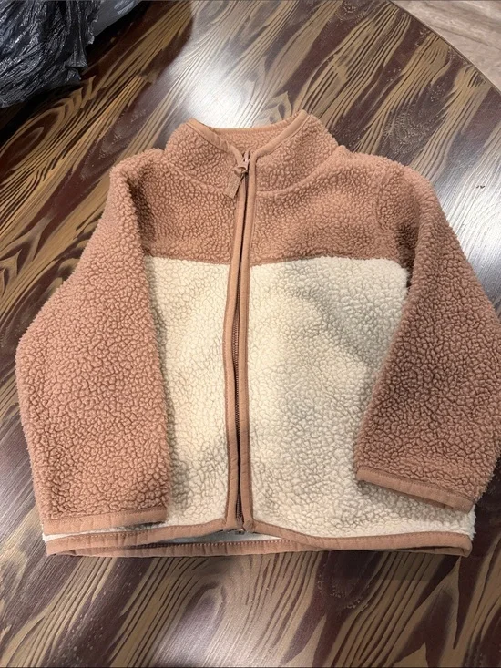 OshKosh B'gosh Two-Tone Sherpa Zip Jacket - Brown & Cream