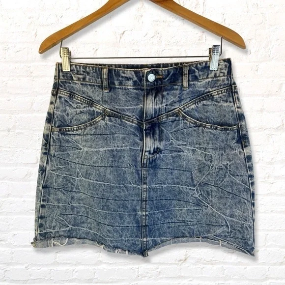 Forever 21 Acid Washed Denim Skirt Pieced Yoke Size 28 Size 6 Denim Skirt