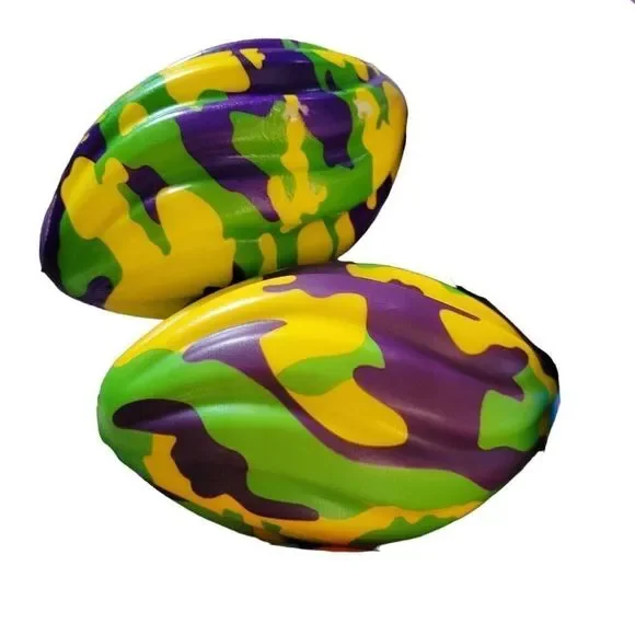 7in Purple/ Green/ Gold Foam Spiral/ Camouflage Football