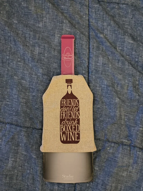 Studio Cream and Blue Wine Bottle Apron