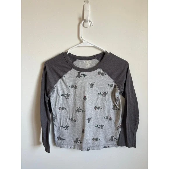 OshKosh Bgosh Boys Yeti Sasquatch Raglan Long Sleeve Shirt Grey Size 10/12