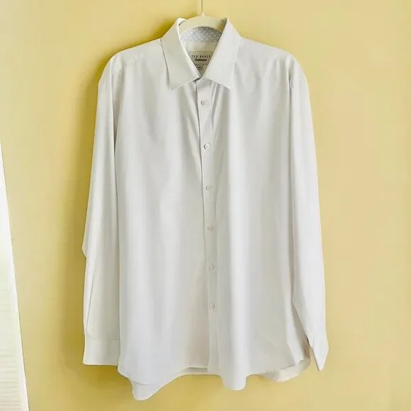 Ted Baker Endurance Shirt Men's 17 34/35 White Classic Button Up Work Office