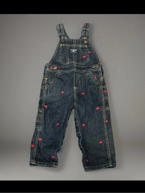 OshKosh Train Overalls 18M Y2K Denim Carpenter Style