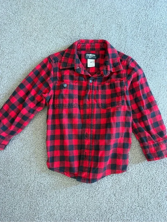 OshKosh B'gosh Red and Black Plaid Button-Down Shirt