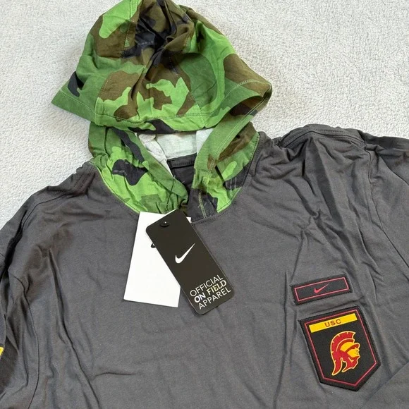 USC Trojans Nike On Field Military Long Sleeve Hoodie T-Shirt Anthracite Medium