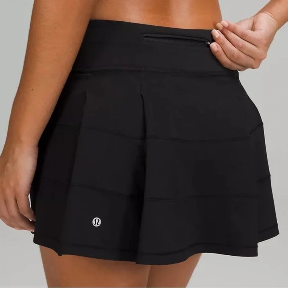 Lululemon Pace Rival Mid-Rise Tennis Skirt in Black (Long 12”) - Size 8
