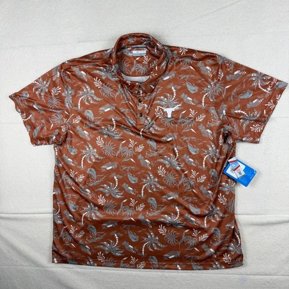 Columbia PFG Texas Longhorns Super Terminal‎ Tackle Polo Orange XXL XM2622-824
