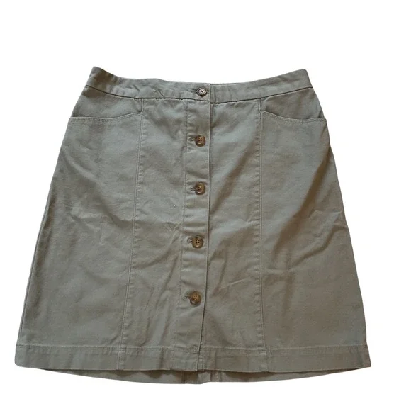 Duluth Trading Co Womens Green Button Front‎ A-Line Skirt Size 6 Cotton Blend