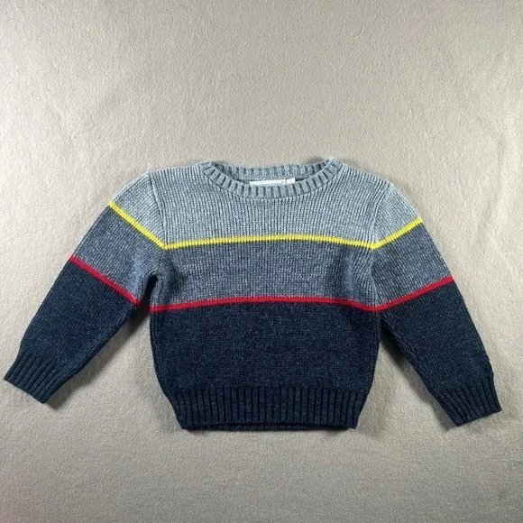 Vintage OshKosh B'gosh Sweater Boys Size 5 Blue Red Striped Acrylic Outdoor Y2K‎