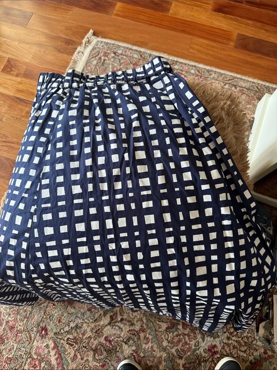 Marie Oliver Navy and White Checked A-Line Skirt