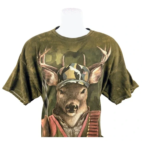 The Mountain Deer‎ Hunter Graphic T Shirt Camo Hat 2XL Mens