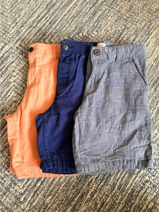 Oshkosh B’gosh++ Boys Lot of 3 Navy/Orange/Chambray Casual Shorts Bundle - 10